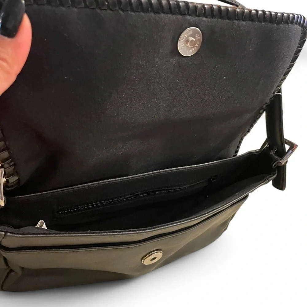 Brown and Black Shoulder Bag with Abstract Pattern